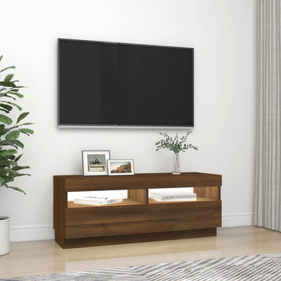 vidaXL Szafka pod TV z oświetleniem LED, brązowy dąb, 100x35x40 cm