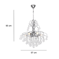 Żyrandol kryształowy lampa wisząca  MONTE CARLO 6 X 40W E14 srebrny