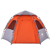 vidaXL Namiot rodzinny, kabinowy, 4-os., szaro-pomarańczowy