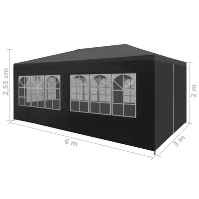 vidaXL Namiot imprezowy, 3 x 6 m, antracytowy