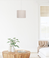 Lampa wisząca z abażurem Farm beżowa tkaninowa 25 cm skandynawska