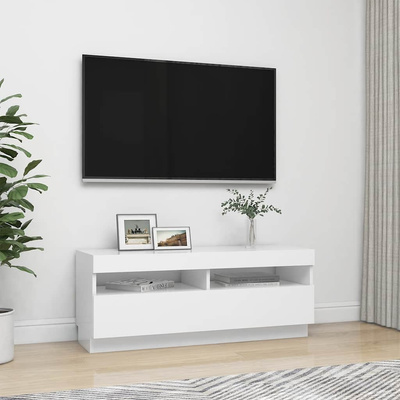 Szafka pod TV z oświetleniem LED, biała, 100x35x40 cm