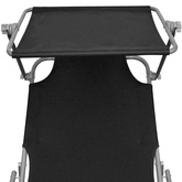 Składany leżak z zadaszeniem, stal i tkanina, czarny