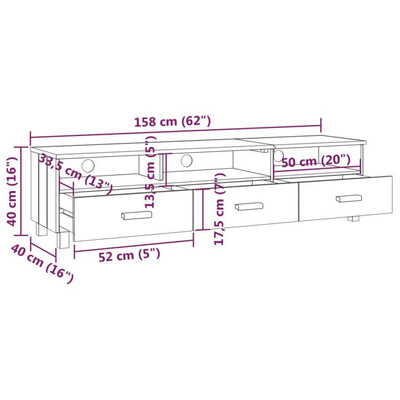 vidaXL Szafka pod TV HAMAR, jasnoszara, 158x40x40 cm, drewno sosnowe