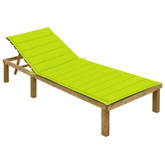 vidaXL Leżak z jasnozieloną poduszką, impregnowane drewno sosnowe