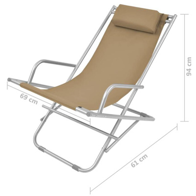 vidaXL Rozkładane leżaki tarasowe, 2 szt., stal, taupe