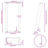 Nogi do stołu konsolowego w kształcie litery U 2 szt. Antracyt 28x(72-73) cm Stal