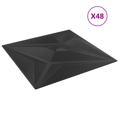 Panele ścienne 48 szt. 50 x 50 cm Czarna gwiazda Pianka XPS
