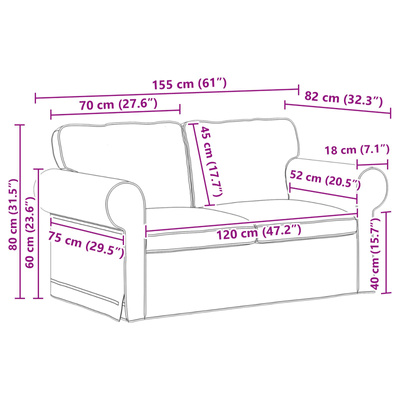 Sofa Niebieski 155 x 82 x 80 cm tkanina