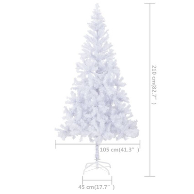 vidaXL Sztuczna choinka z lampkami i bombkami, 210 cm, 910 gałązek model standard