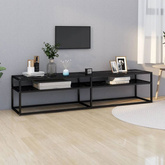 vidaXL Szafka pod TV, czarny marmur, 180x40x40,5 cm, szkło hartowane