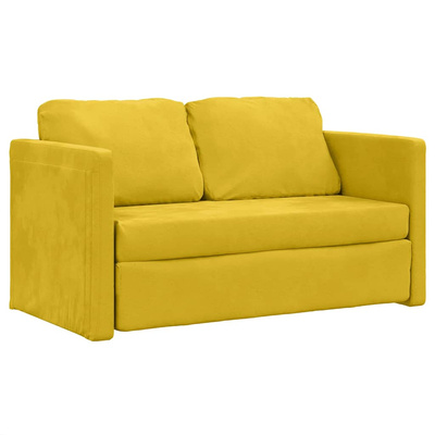 Sofa podłogowa 2-w-1, ciemnożółta, 122x204x55 cm, aksamit