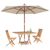 Zestaw Bistro Ogrodowego 3 szt. Naturalny Lite drewno teakowe