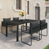 vidaXL 5-częściowy zestaw mebli ogrodowych rattan PVC, czarny