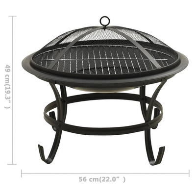 Palenisko i grill 2-w-1, z pogrzebaczem, 56x56x49 cm, stal vidaXL
