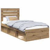 Ramka łóżka Dąb artisan 75 x 190 cm Lite drewno sosnowe