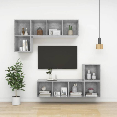 vidaXL Wisząca szafka pod TV, szarość betonu, 37x37x107 cm