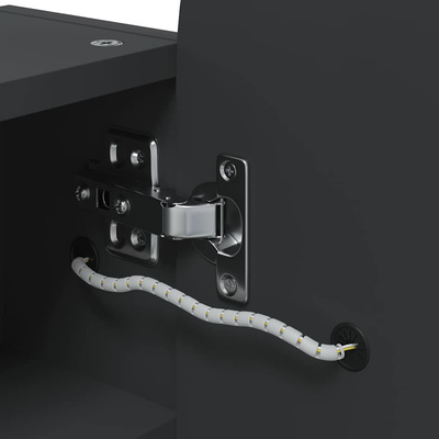 Szafka łazienkowa z lustrem i LED, łukowa, czarna, 42x13x70 cm