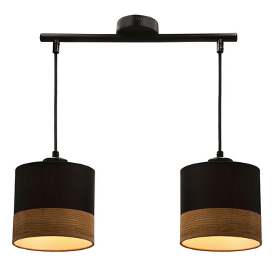 Porto lampa wisząca czarny 2x60w e27 abażur czarny+fornir