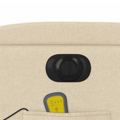 vidaXL Rozkładany fotel masujący, elektryczny, kremowy, tkanina