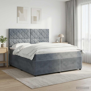 Łóżko z box spring LED z materacem ciemnoszary 180 x 200 cm