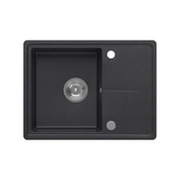 Zlewozmywak granitowy TONY 116 – jednokomorowy, wpuszczany, black dotted/elementy stalowe, Quadron