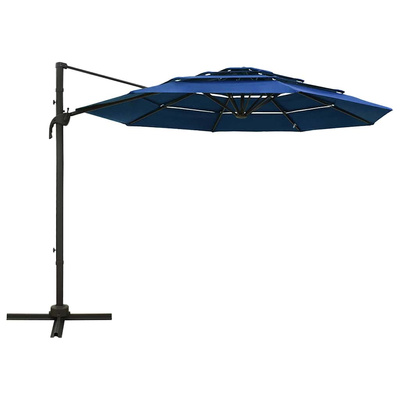 4-poziomowy parasol na aluminiowym słupku, niebieski, 3x3 m
