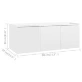 vidaXL Szafka pod TV, biała, wysoki połysk, 80x34x30 cm
