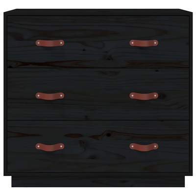 vidaXL Komoda, czarna, 80x40x75 cm, lite drewno sosnowe