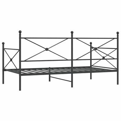 Łóżko dzienne bez materaca czarne 100x190 cm stalowe