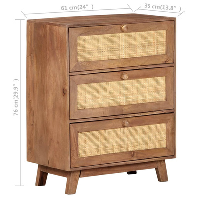 vidaXL Komoda, 61x35x76 cm, lite drewno mango
