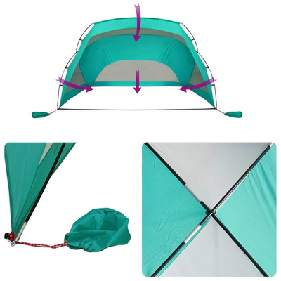 vidaXL Namiot plażowy, zielony, 274x178x170/148 cm, poliester 185T