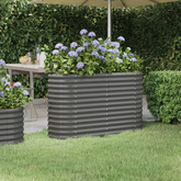 vidaXL Podwyższona donica, malowana proszkowo stal 114x40x68 cm, szara