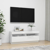 Szafka TV z oświetleniem LED, biel z połyskiem, 100x35x40 cm