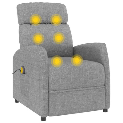 vidaXL Fotel masujący, jasnoszary, obity tkaniną