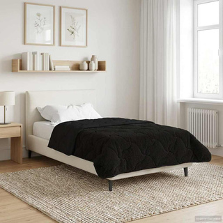 Zimowa Kołdra Czarny 155 x 200 cm Mikrofibra i Fleece Teddy