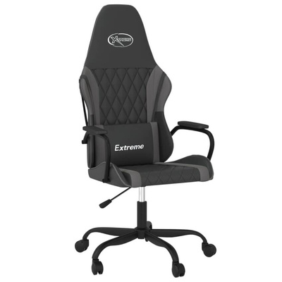 vidaXL Fotel gamingowy, czarno-szary, sztuczna skóra