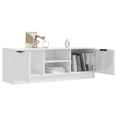vidaXL Szafka pod TV, wysoki połysk, biała, 100x35x55 cm