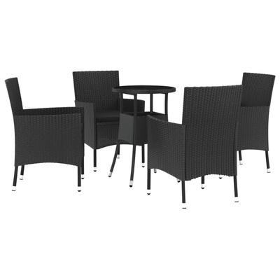 vidaXL 5-cz. zestaw mebli ogrodowych bistro z poduszkami, czarny w kolorze czarny