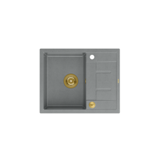 MORGAN 116 GraniteQ zlewozmywak silver stone z syfonem Push To Open kol. złoty 1-komorowy z/o + zaczepy 4 szt