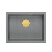 LOGAN 100 GraniteQ zlewozmywak silver stone 59,5x45,1x21,5 cm 1-komorowy podwieszany z syfonem manualnym złoty