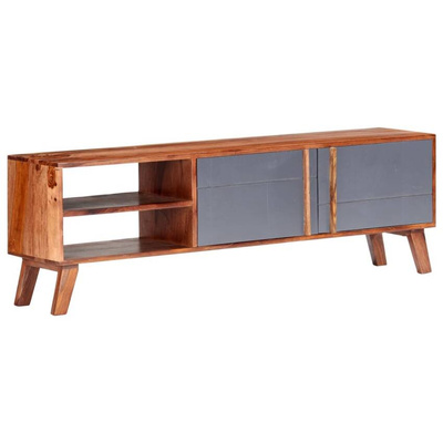 vidaXL Szafka pod TV, szara, 140x30x45 cm, lite drewno sheesham