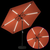 Parasol ogrodowy z oświetleniem LED i podstawą 300 x 300 cm