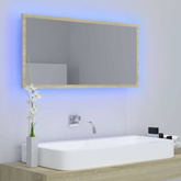 vidaXL Lustro łazienkowe LED, kolor dąb sonoma, 90x8,5x37 cm, akryl