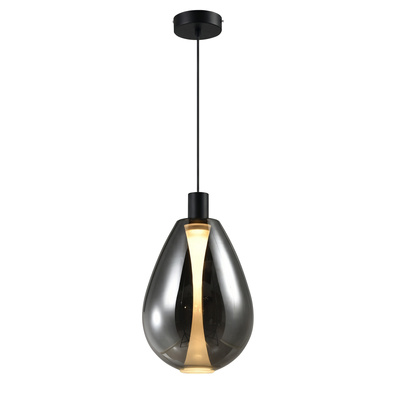 Lampa wisząca Denso 30 szklana czarna nad stół klosz dymiony pojedyncza