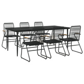 7-częściowy zestaw mebli ogrodowych, czarny, rattan PVC