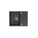 MORGAN 116 GraniteQ zlewozmywak black diamond z syfonem Push To Open kol. miedziany 1-komorowy z/o + zaczepy 4 szt