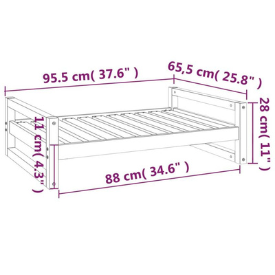 Legowisko dla psa, czarne, 95,5x65,5x28 cm, lite drewno sosnowe vidaXL