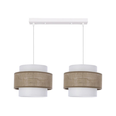 Juta lampa wisząca biały 2x40w e27 abażur biały+beżowy