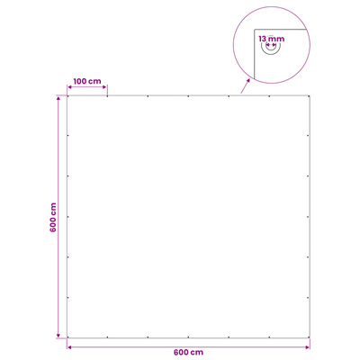 Plandeka z oczkami jasnoszary 6 x 6 m 180 gsm PE